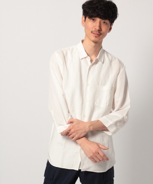 GLOBAL WORK（グローバルワーク）の「リネンレーヨンシャツ7分袖/780177（シャツ/ブラウス・メンズ・ホワイト/イエロー/ブルー系その他6/レッド系その他6/ダークブルー・SMALL/MEDIUM/LARGE/X-LARGE）」の17枚目の写真