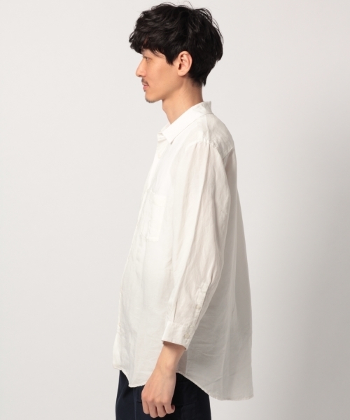 GLOBAL WORK（グローバルワーク）の「リネンレーヨンシャツ7分袖/780177（シャツ/ブラウス・メンズ・ホワイト/イエロー/ブルー系その他6/レッド系その他6/ダークブルー・SMALL/MEDIUM/LARGE/X-LARGE）」の6枚目の写真