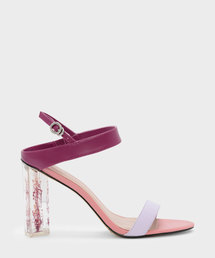 フローラルルーサイトヒールサンダル / FLORAL LUCITE HEEL SANDALS