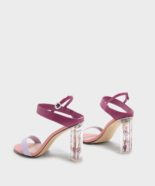 CHARLES & KEITH(チャールズ & キース)の「フローラルルーサイトヒールサンダル / FLORAL LUCITE HEEL SANDALS(パンプス・レディース・ブラック/ピンク・23cm/23.5cm/24.5cm/25cm)」の11枚目の写真