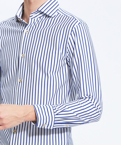 ABAHOUSE（アバハウス）の「【Recency of Mine】36Gコンパクトモックロディストライプシャツ（シャツ/ブラウス・メンズ・ネイビー/ブルー・44/46/48/50）」の7枚目の写真