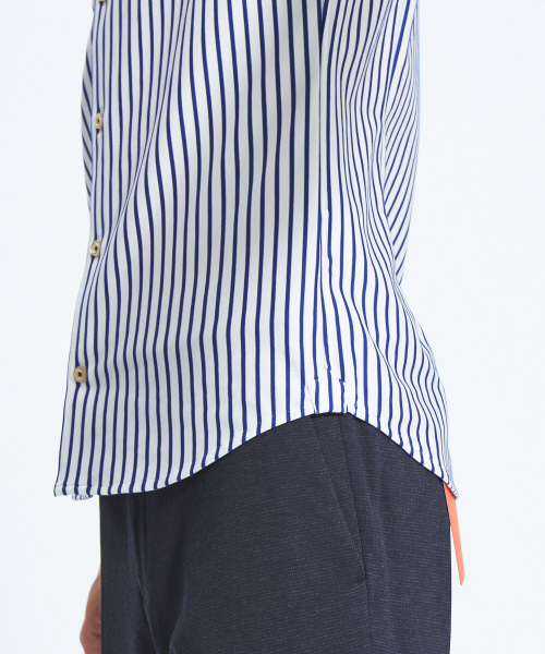 ABAHOUSE（アバハウス）の「【Recency of Mine】36Gコンパクトモックロディストライプシャツ（シャツ/ブラウス・メンズ・ネイビー/ブルー・44/46/48/50）」の9枚目の写真