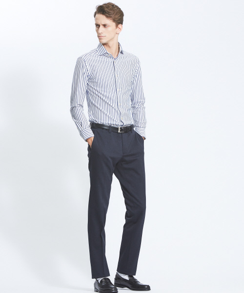ABAHOUSE（アバハウス）の「【Recency of Mine】36Gコンパクトモックロディストライプシャツ（シャツ/ブラウス・メンズ・ネイビー/ブルー・44/46/48/50）」の12枚目の写真