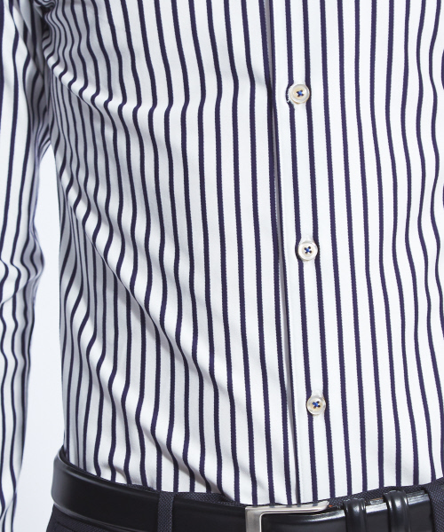 ABAHOUSE（アバハウス）の「【Recency of Mine】36Gコンパクトモックロディストライプシャツ（シャツ/ブラウス・メンズ・ネイビー/ブルー・44/46/48/50）」の15枚目の写真