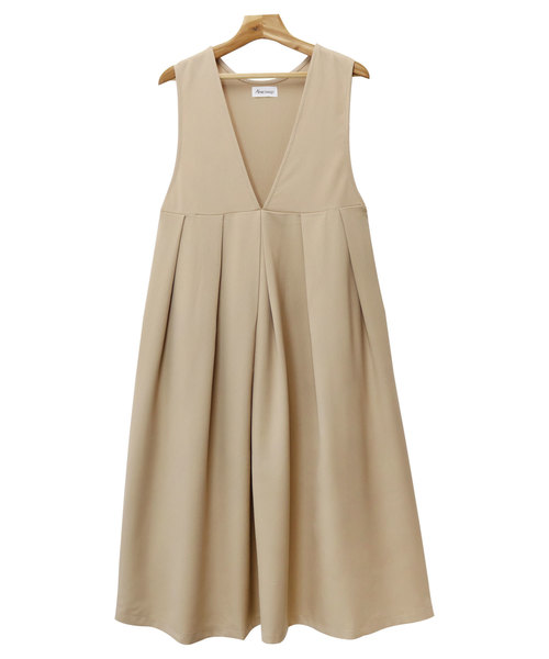 andme（アンドミー）の「きれいめツイルVネックフレアワンピース（ワンピース・レディース・ブラック/グレー系その他/ベージュ系その他/ダークカーキ/ネイビー/ベージュ系その他2/ライトカーキ・M/S）」の3枚目の写真