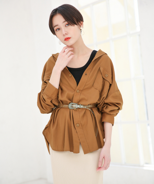 LOWRYS FARM(ローリーズファーム)の「CPOシャツ 827715(シャツ/ブラウス・レディース・ブラック/ブラウン/カーキ/アイボリー・FREE)」の7枚目の写真