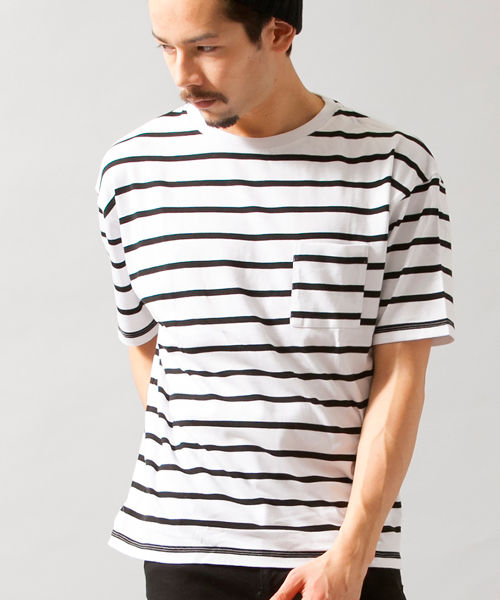BEAUTY&YOUTH UNITED ARROWS(ビューティーアンドユースユナイテッドアローズ)の「BY ∴ ボーダー ワイド クルーネック ビック カットソー◆(Tシャツ/カットソー・メンズ・ホワイト/ネイビー/コバルトブルー・MEDIUM/SMALL/LARGE)」の10枚目の写真