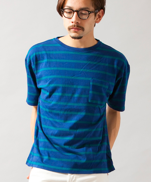 BEAUTY&YOUTH UNITED ARROWS(ビューティーアンドユースユナイテッドアローズ)の「BY ∴ ボーダー ワイド クルーネック ビック カットソー◆(Tシャツ/カットソー・メンズ・ホワイト/ネイビー/コバルトブルー・MEDIUM/SMALL/LARGE)」の5枚目の写真