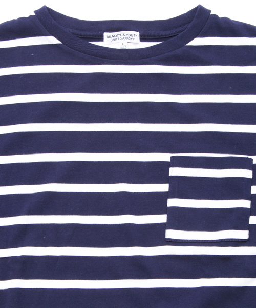 BEAUTY&YOUTH UNITED ARROWS(ビューティーアンドユースユナイテッドアローズ)の「BY ∴ ボーダー ワイド クルーネック ビック カットソー◆(Tシャツ/カットソー・メンズ・ホワイト/ネイビー/コバルトブルー・MEDIUM/SMALL/LARGE)」の9枚目の写真