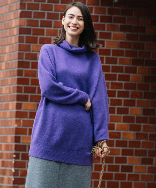 Munich(ミューニック)の「フォックスミックスヤーンニットタートルネックプルオーバー(ニット/セーター・レディース・ライトグレー/ブラック/パープル/サーモンピンク・FREE)」の4枚目の写真