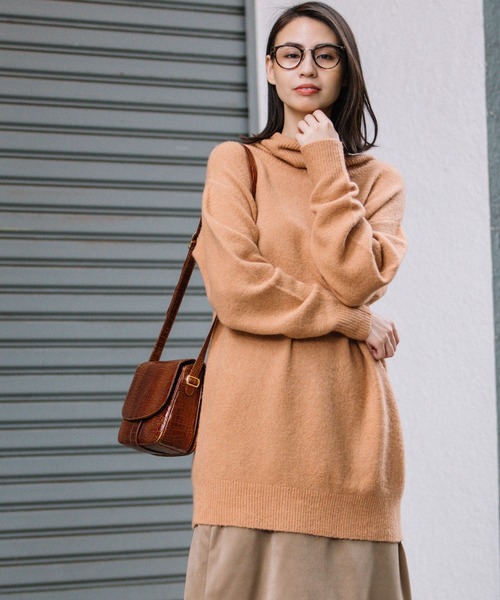 Munich(ミューニック)の「フォックスミックスヤーンニットタートルネックプルオーバー(ニット/セーター・レディース・ライトグレー/ブラック/パープル/サーモンピンク・FREE)」の1枚目の写真