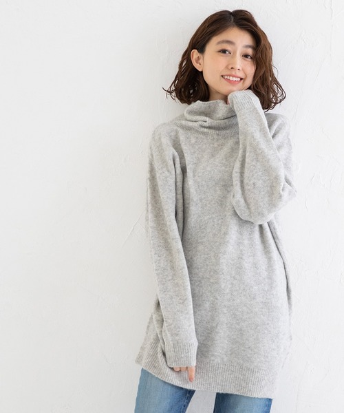 Munich(ミューニック)の「フォックスミックスヤーンニットタートルネックプルオーバー(ニット/セーター・レディース・ライトグレー/ブラック/パープル/サーモンピンク・FREE)」の3枚目の写真