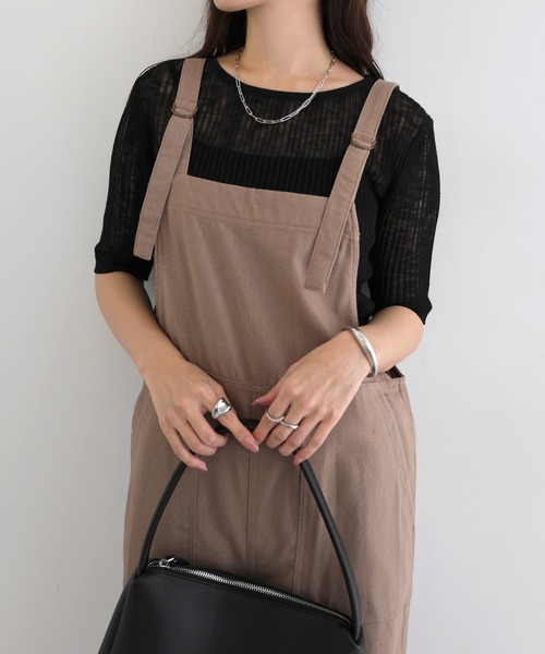 セール】【8色/3サイズ展開】リネン混ワイドベイカーサロペット