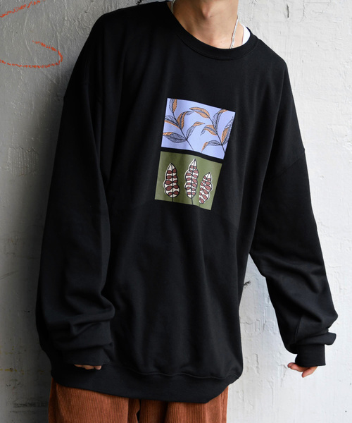 kutir(クティール)の「【クティールフルギ】リーフアートスウェット(Tシャツ/カットソー・メンズ・ブラック/ベージュ・MEDIUM/LARGE)」の6枚目の写真