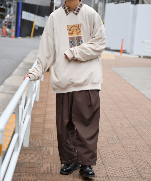 kutir(クティール)の「【クティールフルギ】リーフアートスウェット(Tシャツ/カットソー・メンズ・ブラック/ベージュ・MEDIUM/LARGE)」の9枚目の写真