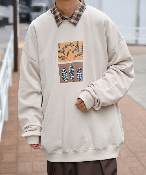 kutir(クティール)の「【クティールフルギ】リーフアートスウェット(Tシャツ/カットソー・メンズ・ブラック/ベージュ・MEDIUM/LARGE)」の12枚目の写真