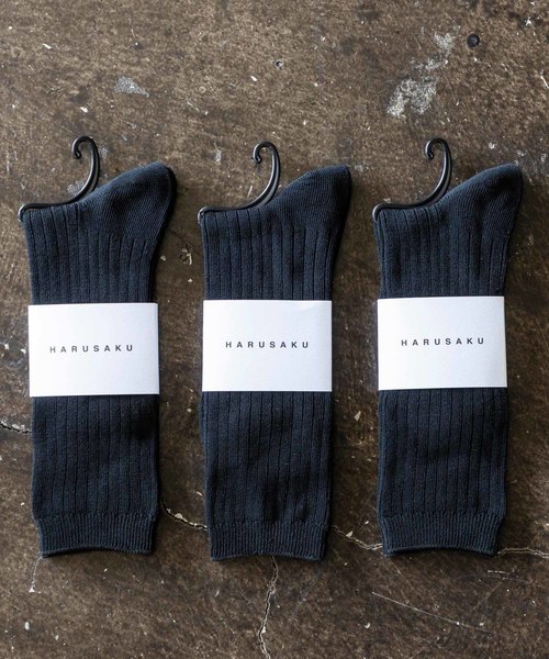 HARUSAKU CC（ハルサクシーシー）の「HARUSAKU CC : RIB Color long socks 3P set リブ カラー ロングソックス/ハイソックス 3P セット（ソックス/靴下・レディース・ブラック/オフホワイト/ブラウン/ライトグレー/ダークベージュ/チャコールグレー・S/M/L/SS/SMALL/MEDIUM）」の3枚目の写真