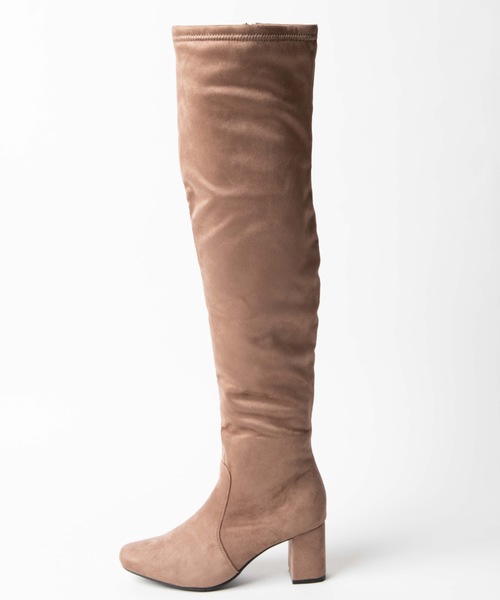 WEGO（ウィゴー）の「WEGO/スエードニーハイブーツ（ブーツ・レディース・ベージュ/ブラック・LARGE/MEDIUM）」の4枚目の写真