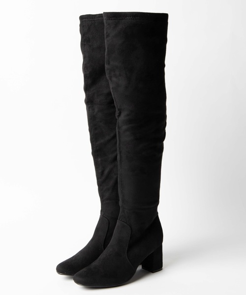 WEGO（ウィゴー）の「WEGO/スエードニーハイブーツ（ブーツ・レディース・ベージュ/ブラック・LARGE/MEDIUM）」の8枚目の写真