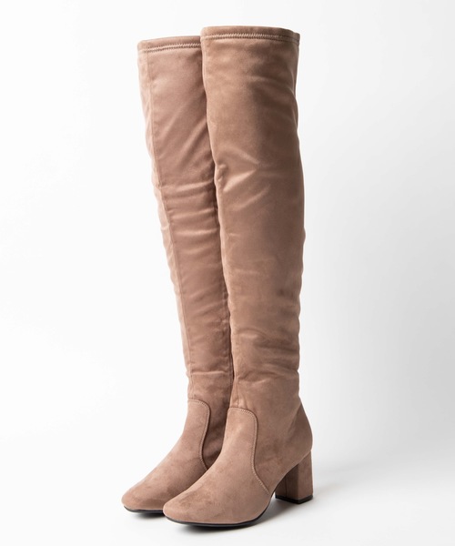 WEGO（ウィゴー）の「WEGO/スエードニーハイブーツ（ブーツ・レディース・ベージュ/ブラック・LARGE/MEDIUM）」の9枚目の写真