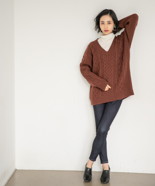 LOWRYS FARM（ローリーズファーム）の「ＢＡＳＩＣフライスタートル　856527（Tシャツ/カットソー・レディース・ブラウン/ブラック系その他/グリーン系その他/ブラック/オフホワイト・FREE）」の19枚目の写真