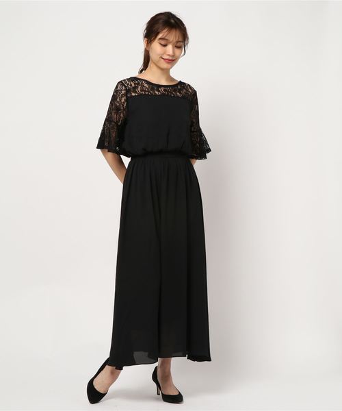 セール レース切替バックフリルジョーゼットロングワンピース 結婚式 パーティードレス ドレス Kobe Lettuce コウベレタス のファッション通販 Zozotown