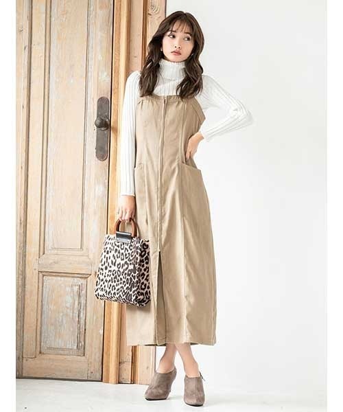 fifth（フィフス）の「バックシャーリングジャンパースカート（ワンピース・レディース・ブラウン/ベージュ・MEDIUM）」の2枚目の写真