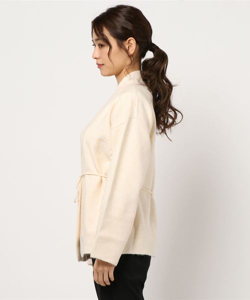 DouDou（ドゥドゥ）の「ストレッチ紐ベルト付カーディガン（カーディガン/ボレロ・レディース・ベージュ/オフホワイト・FREE）」の3枚目の写真