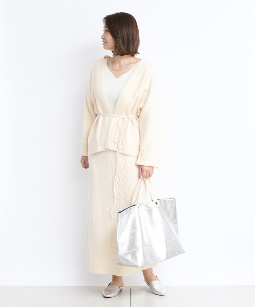 DouDou（ドゥドゥ）の「ストレッチ紐ベルト付カーディガン（カーディガン/ボレロ・レディース・ベージュ/オフホワイト・FREE）」の8枚目の写真