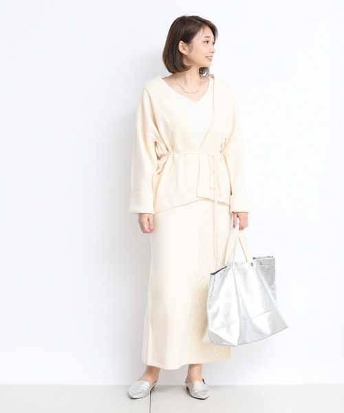 DouDou（ドゥドゥ）の「ストレッチ紐ベルト付カーディガン（カーディガン/ボレロ・レディース・ベージュ/オフホワイト・FREE）」の10枚目の写真