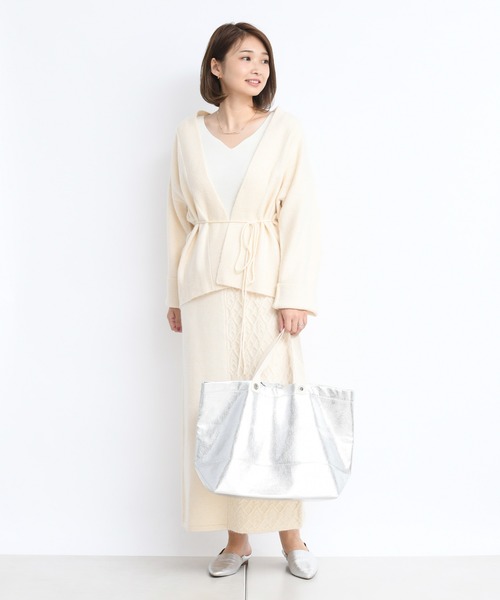 DouDou（ドゥドゥ）の「ストレッチ紐ベルト付カーディガン（カーディガン/ボレロ・レディース・ベージュ/オフホワイト・FREE）」の11枚目の写真