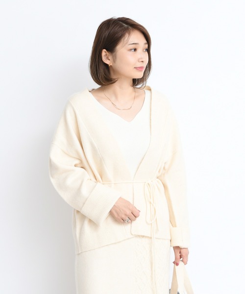 DouDou（ドゥドゥ）の「ストレッチ紐ベルト付カーディガン（カーディガン/ボレロ・レディース・ベージュ/オフホワイト・FREE）」の12枚目の写真