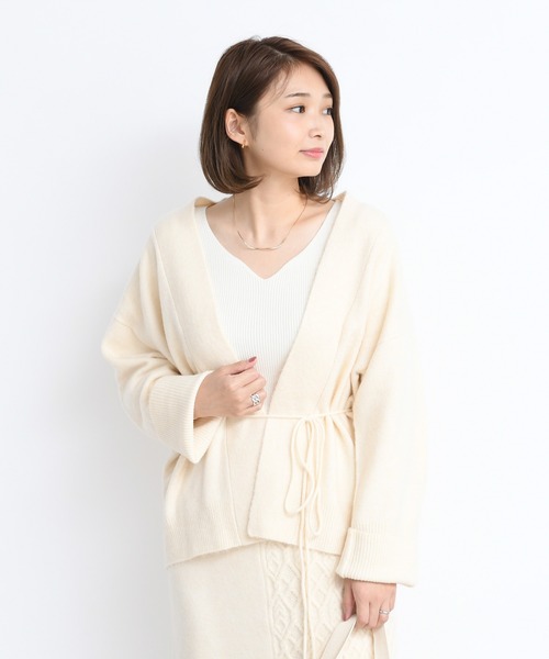 DouDou（ドゥドゥ）の「ストレッチ紐ベルト付カーディガン（カーディガン/ボレロ・レディース・ベージュ/オフホワイト・FREE）」の13枚目の写真