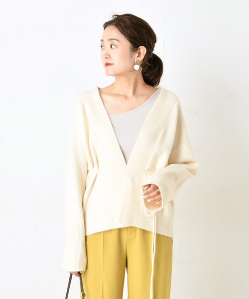 DouDou（ドゥドゥ）の「ストレッチ紐ベルト付カーディガン（カーディガン/ボレロ・レディース・ベージュ/オフホワイト・FREE）」の19枚目の写真