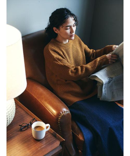 AMERICAN HOLIC（アメリカンホリック）の「片畦減らし目クルーネックニットプルオーバー　＊（ニット/セーター・レディース・ネイビー/ブルー/アイボリー/マスタード・M/L）」の10枚目の写真