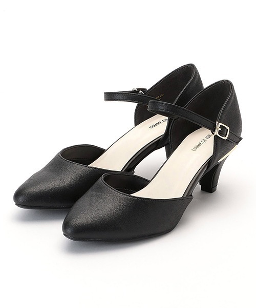 COMME CA ISM(コムサイズム)の「フェイクレザー ストラップ付 パンプス(パンプス・レディース・ベージュ/ブラック・24.5cm/23.5cm)」の2枚目の写真