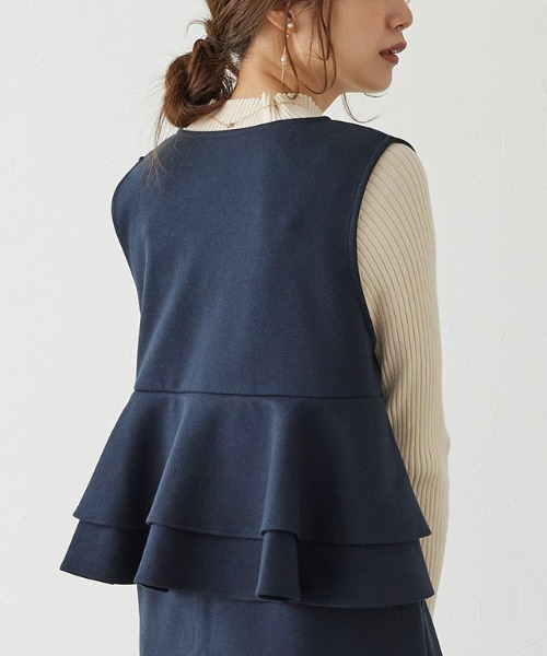 Pierrot（ピエロ）の「ボンディングバックフレアジレ（カーディガン/ボレロ・レディース・ブラック/ネイビー・M/L）」の22枚目の写真