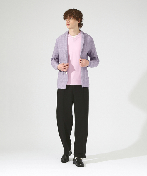 DESIGNWORKS(デザインワークス)の「カノコリネンストレッチ ニットカーデ(カーディガン/ボレロ・メンズ・ベージュ/ネイビー/ラベンダー・50/48/46)」の13枚目の写真