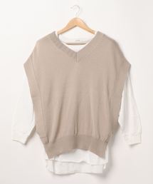 DouDou | ニットベスト×Tシャツセット(ニット/セーター)