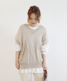 DouDou | ニットベスト×Tシャツセット(ニット/セーター)