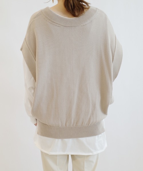DouDou(ドゥドゥ)の「ニットベスト×Tシャツセット(ニット/セーター・レディース・オフホワイト/ベージュ・FREE)」の14枚目の写真