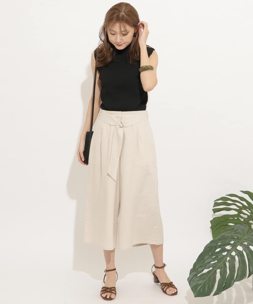 SENSE OF PLACE by URBAN RESEARCH（センスオブプレイスバイアーバンリサーチ）の「リネンガウチョパンツ（その他パンツ・レディース・ブラック/ライトベージュ/レッド・FREE）」の4枚目の写真