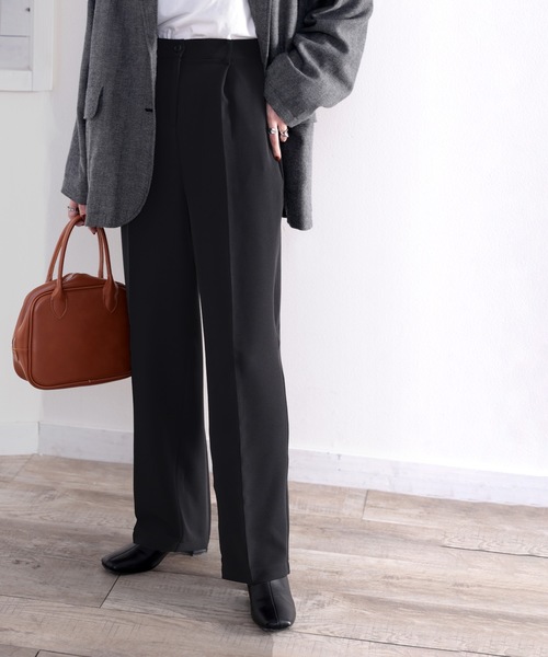 classicalelf(クラシカルエルフ)の「美脚魅せ、センタープレス。オールシーズン大活躍のタックワイドイージーパンツ(スラックス・レディース・ブラック/ベージュ系その他/ライトベージュ/ホワイト系その他/グレー系その他/グリーン系その他/チャコールグレー・SMALL/MEDIUM/LARGE/X-LARGE)」の12枚目の写真