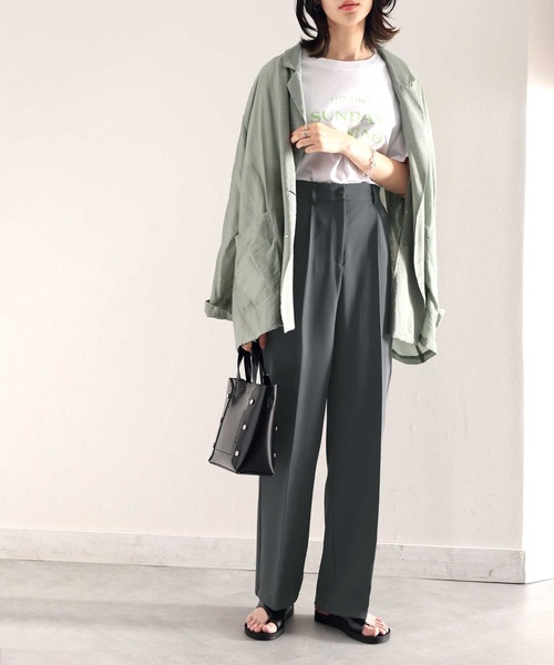 classicalelf(クラシカルエルフ)の「美脚魅せ、センタープレス。オールシーズン大活躍のタックワイドイージーパンツ(スラックス・レディース・ブラック/ベージュ系その他/ライトベージュ/ホワイト系その他/グレー系その他/グリーン系その他/チャコールグレー・SMALL/MEDIUM/LARGE/X-LARGE)」の16枚目の写真