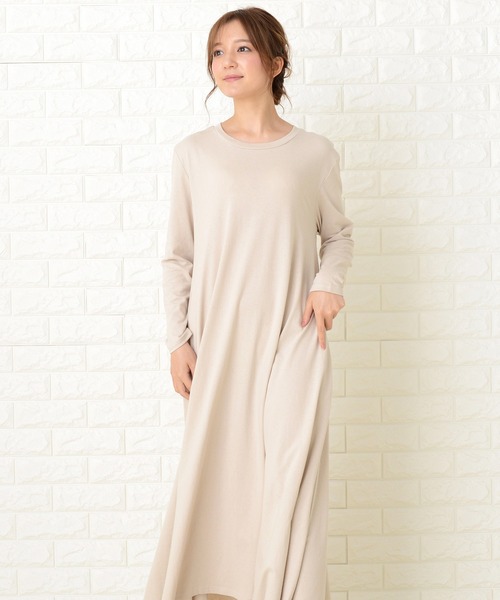 Lace Ladies（レースレディース）の「長袖ゆったりTシャツロングワンピース（ワンピース・レディース・ベージュ/ブルーグレー/ブラック/ライトグリーン・FREE）」の10枚目の写真