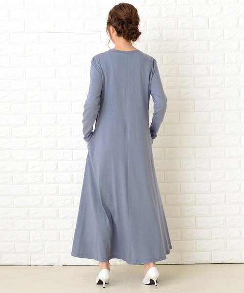 Lace Ladies（レースレディース）の「長袖ゆったりTシャツロングワンピース（ワンピース・レディース・ベージュ/ブルーグレー/ブラック/ライトグリーン・FREE）」の15枚目の写真