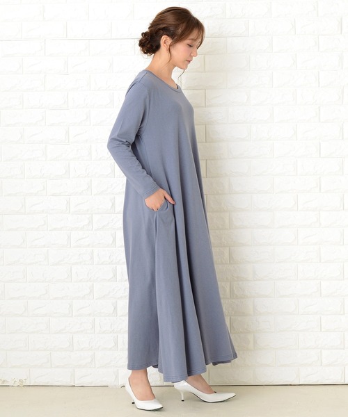 Lace Ladies（レースレディース）の「長袖ゆったりTシャツロングワンピース（ワンピース・レディース・ベージュ/ブルーグレー/ブラック/ライトグリーン・FREE）」の16枚目の写真