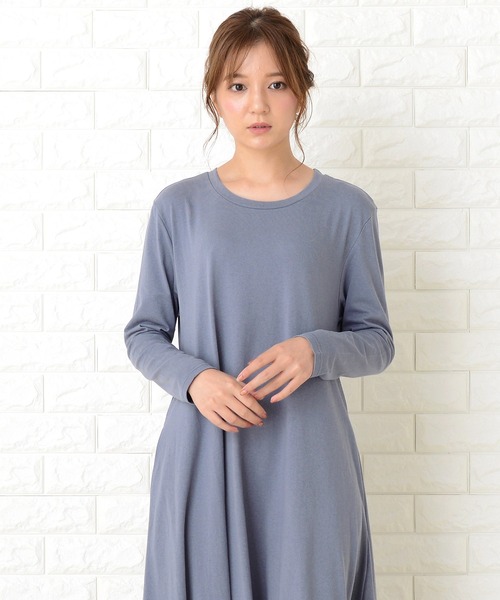 Lace Ladies（レースレディース）の「長袖ゆったりTシャツロングワンピース（ワンピース・レディース・ベージュ/ブルーグレー/ブラック/ライトグリーン・FREE）」の19枚目の写真