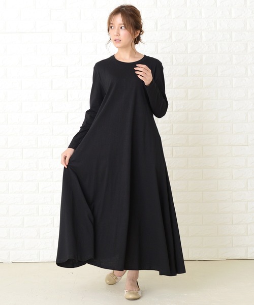 Lace Ladies（レースレディース）の「長袖ゆったりTシャツロングワンピース（ワンピース・レディース・ベージュ/ブルーグレー/ブラック/ライトグリーン・FREE）」の20枚目の写真