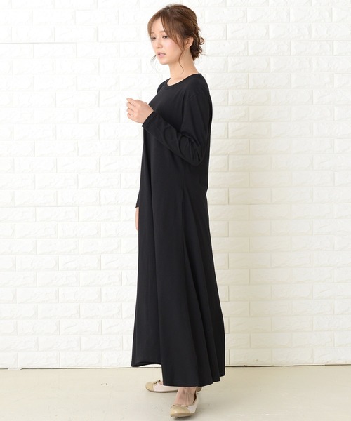 Lace Ladies（レースレディース）の「長袖ゆったりTシャツロングワンピース（ワンピース・レディース・ベージュ/ブルーグレー/ブラック/ライトグリーン・FREE）」の21枚目の写真